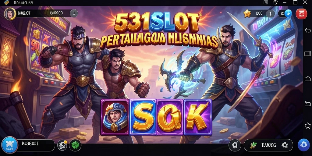 Tangkapan layar 531SLOT menampilkan aksi pertarungan seru dan karakter unik.