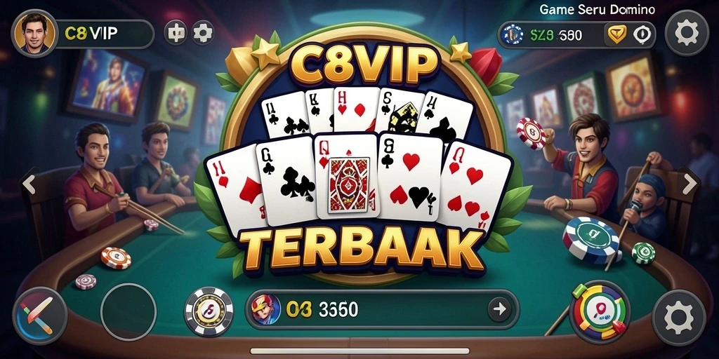 Tampilan gameplay seru C8VIP di meja domino.