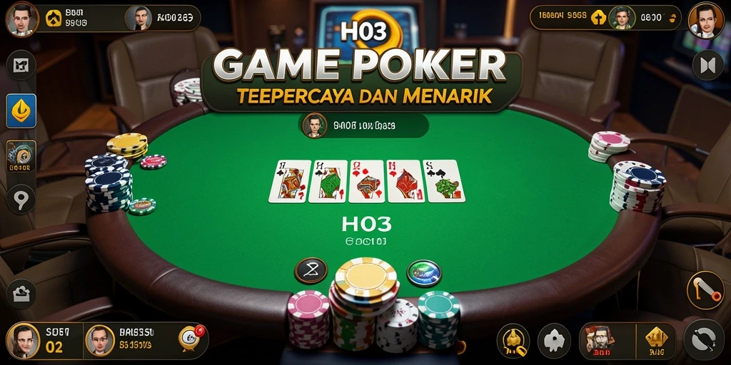 Screenshot gameplay H03 menampilkan pemain aktif di meja Poker.