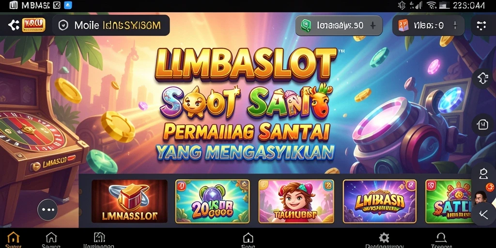 Tampilan gameplay LMBASLOT yang ceria dan berwarna-warni.