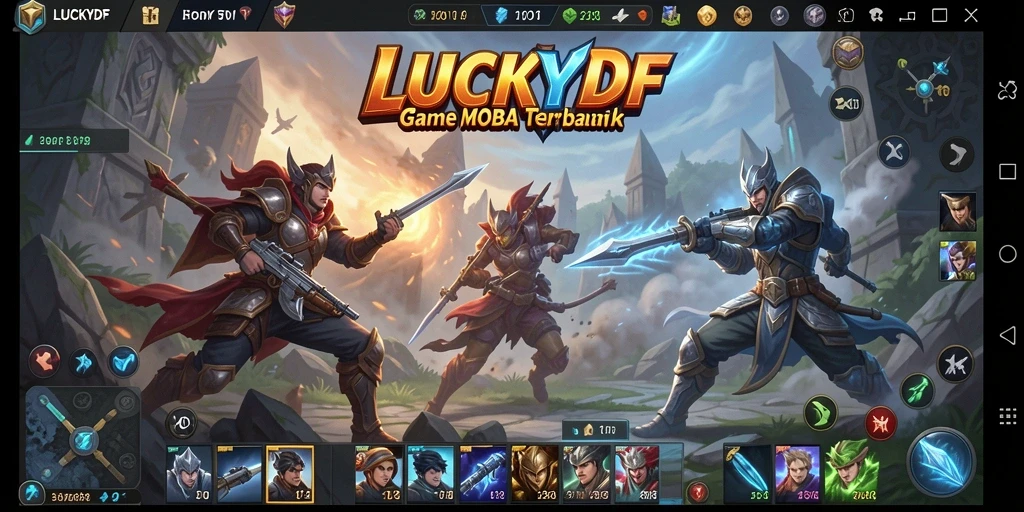 Screenshot gameplay LUCKYDF yang menunjukkan pertarungan tim yang intens.