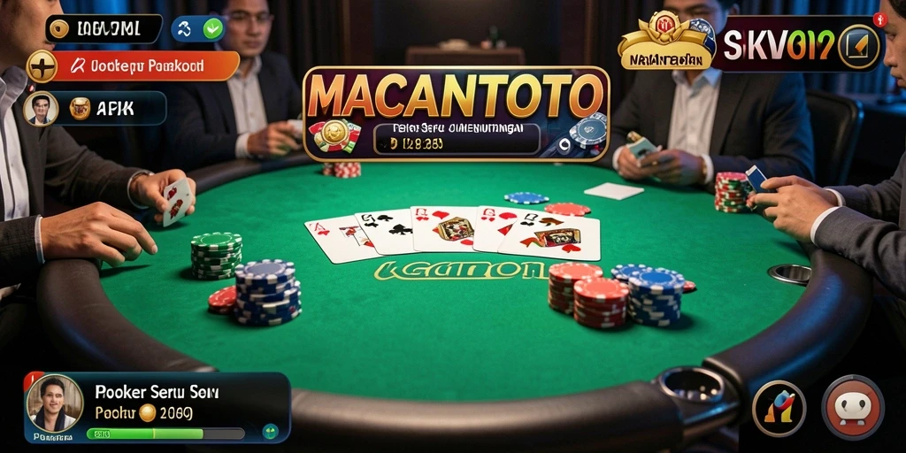 Screenshot gameplay <strong>MACANTOTO</strong> menampilkan aksi poker yang mendebarkan.