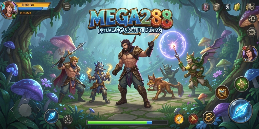 Screenshot utama MEGA288 menampilkan karakter utama dalam petualangan yang menegangkan.