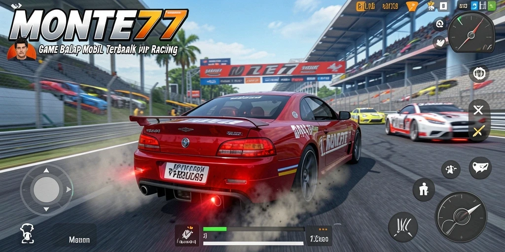 Tangkapan layar gameplay <strong>MONTE77</strong> yang menunjukkan aksi balap yang mendebarkan.