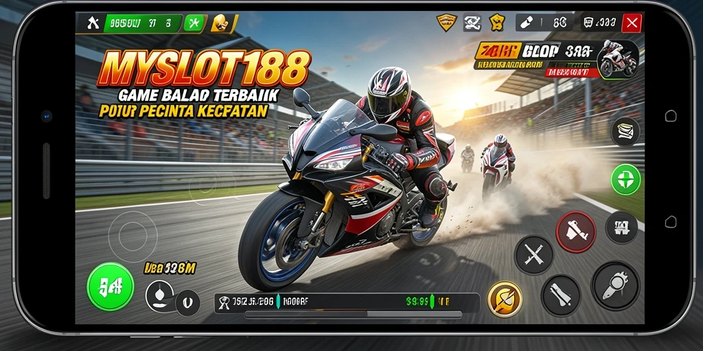 Tampilan seru dari gameplay MYSLOT188 saat berlomba.