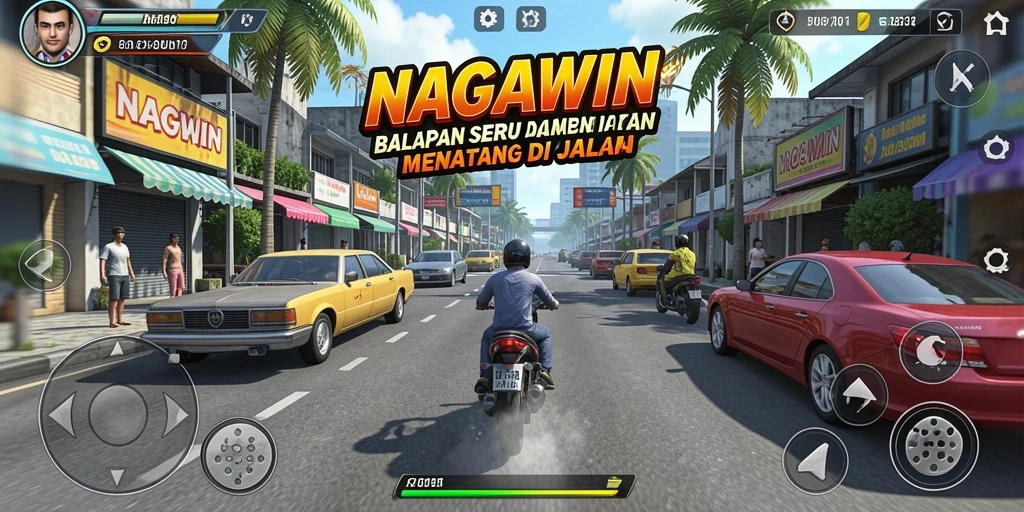 Gameplay balapan seru di NAGAWIN dengan grafik menawan.