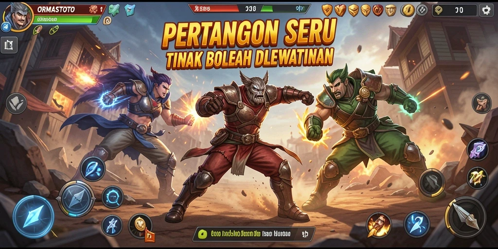 Gameplay ORMASTOTO menunjukkan pertarungan seru antara karakter kuat.