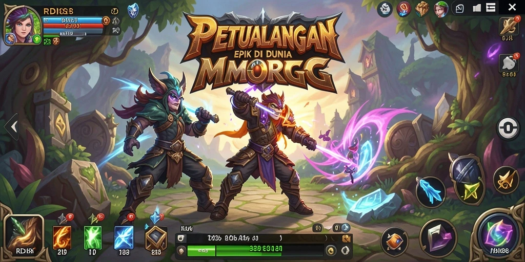 Screenshot gameplay RDI88 yang menonjolkan petualangan di dunia MMORPG.