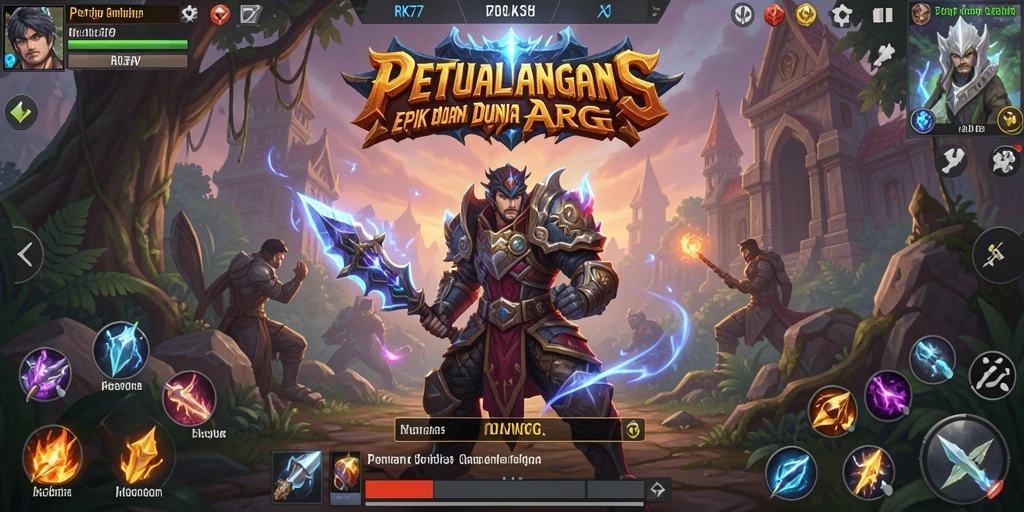Screenshot RK77 menampilkan pertarungan epik di dunia fantasi.
