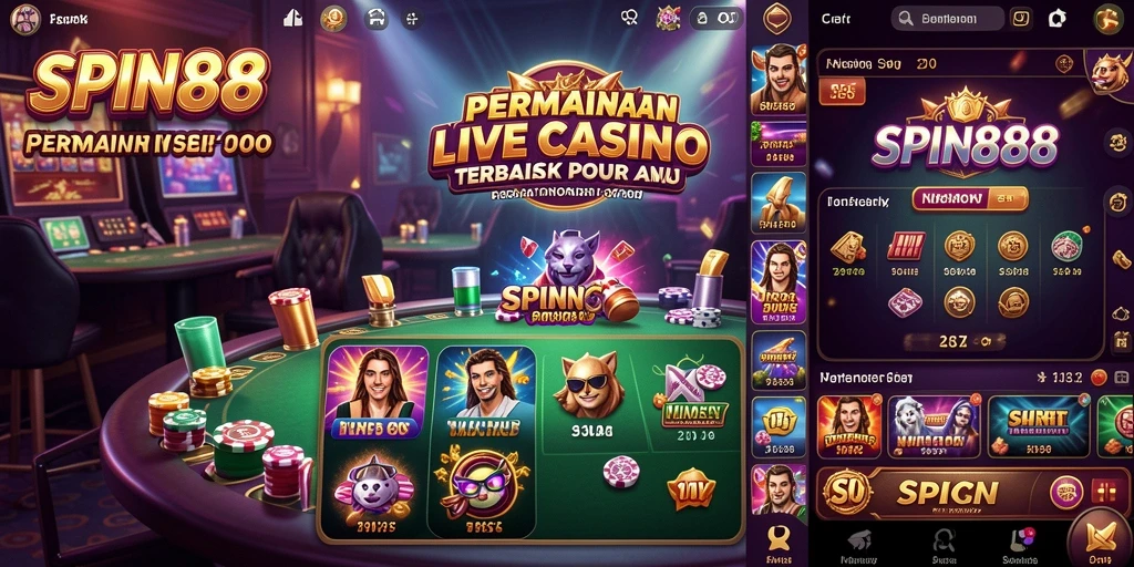 Screenshot SPIN88 menampilkan dealer profesional dalam permainan Live Casino.