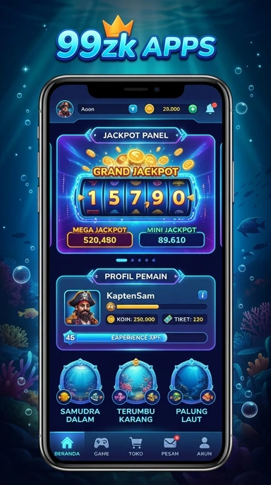 Tampilan utama aplikasi 99zk dengan daftar aplikasi terbaru.